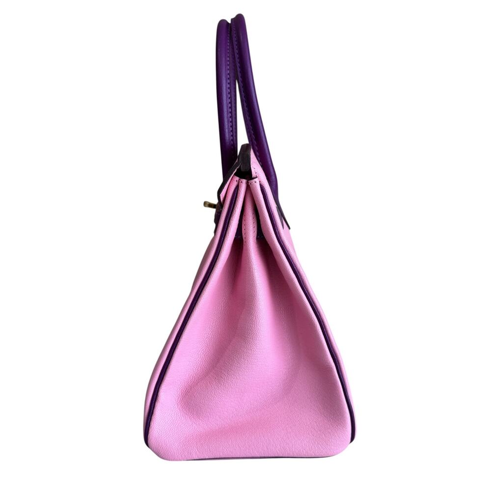 Hermes Birkin 30 Special Order Bubblegum Pink Anemone Purple Chevre Gold HWR - Picture 8 of 11